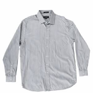 Austin Reed London Bespoke Fit Men’s L/S Dress Shirt XL Gray Stripe 100% Cotton